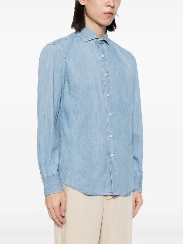 BRUNELLO CUCINELLI スリムフィット シャツ M Brunello Cucinelli スリムフィット シャツ | ブルー | FARFETCH JP