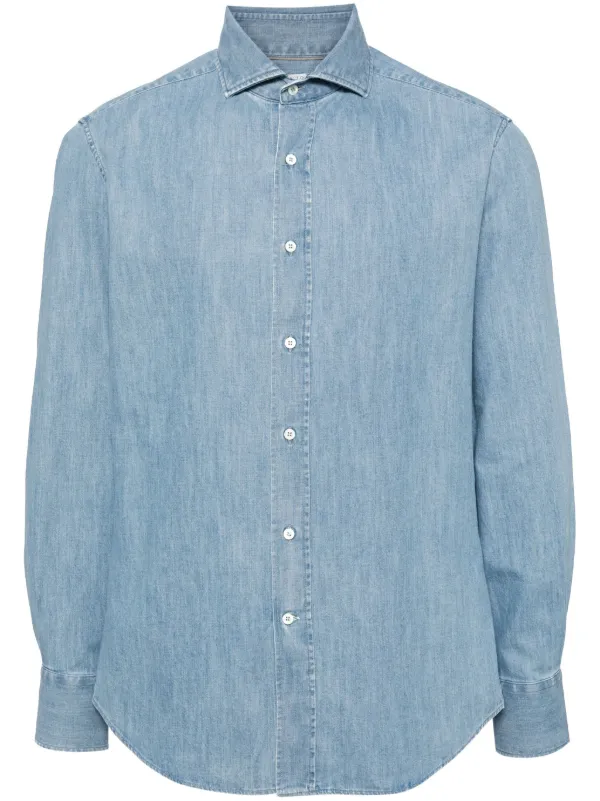 BRUNELLO CUCINELLI スリムフィット シャツ M Brunello Cucinelli スリムフィット シャツ | ブルー | FARFETCH JP