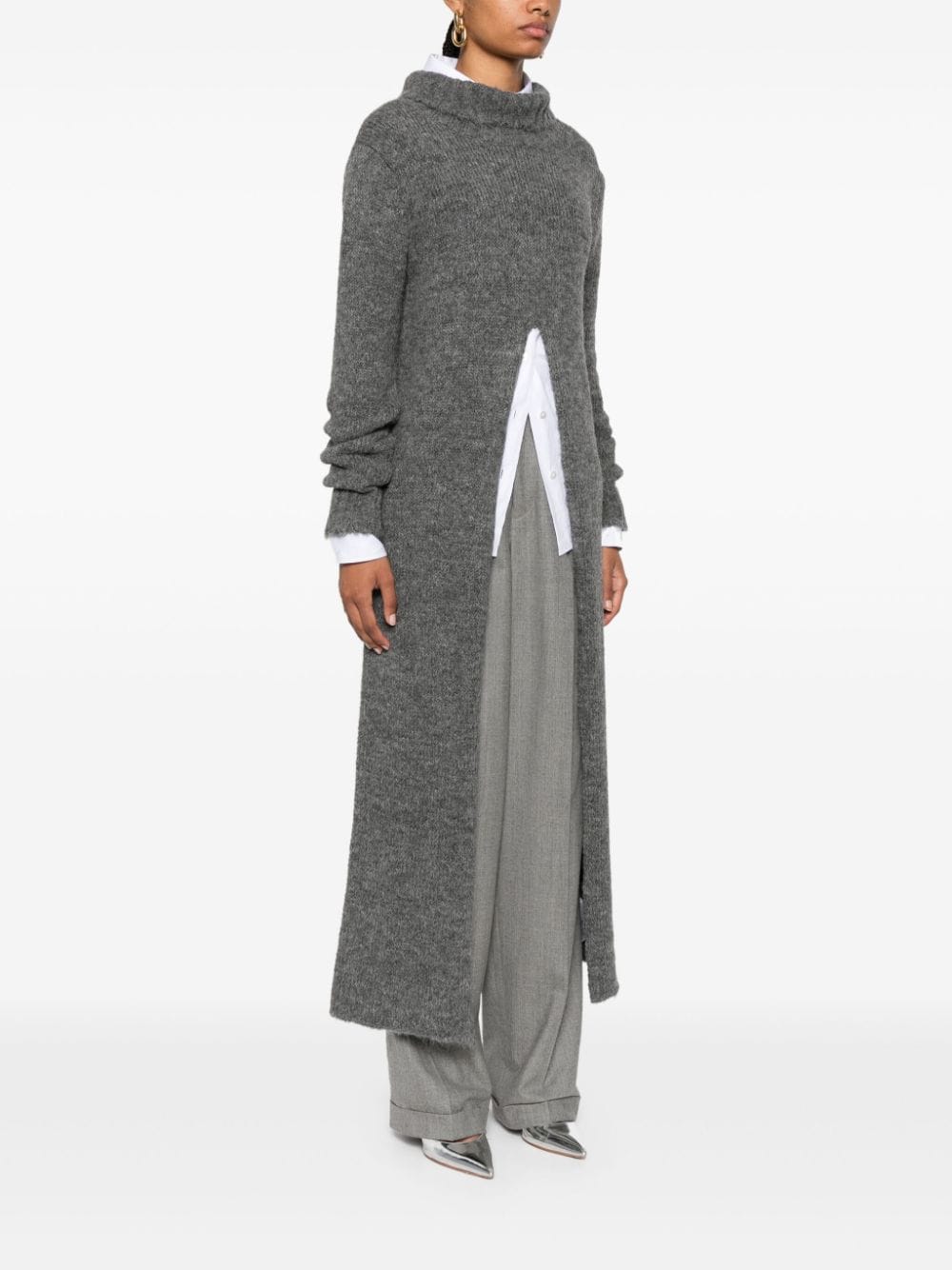 Shop Jil Sander Knitted Maxi Dress In Grey