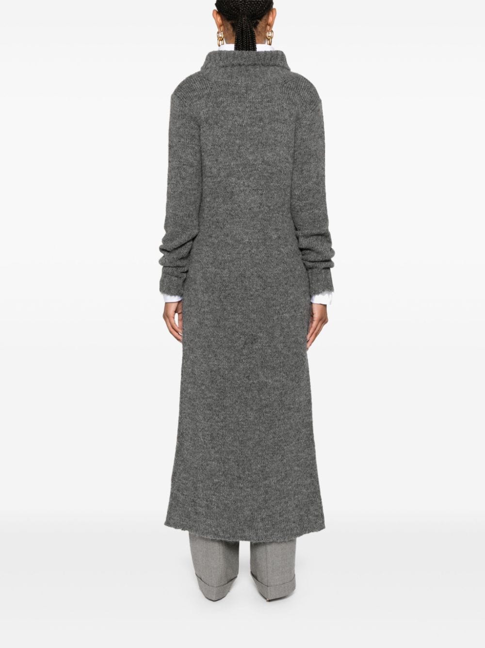 Shop Jil Sander Knitted Maxi Dress In Grey