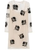 Blumarine floral-patch midi dress - Neutrals