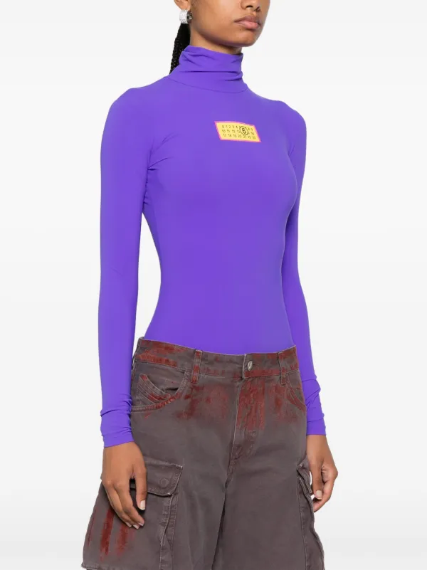 MM6 Maison Margiela numbers-patch Bodysuit | Purple | FARFETCH