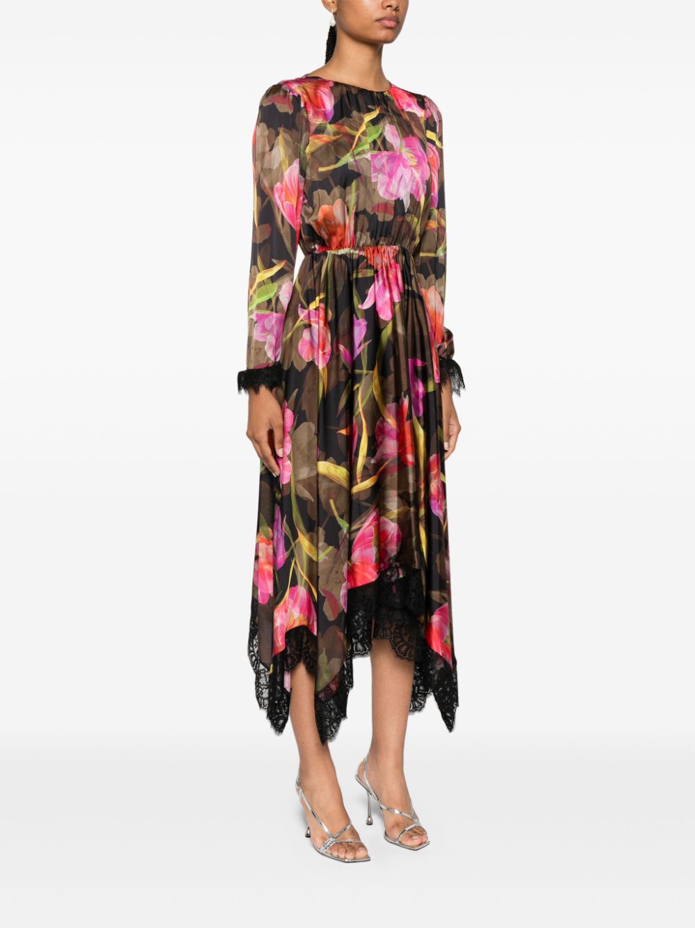 NISSA FLORAL-PRINT MIDI DRESS 