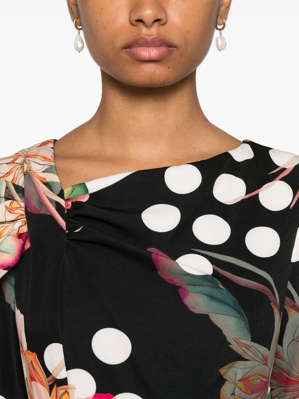 NISSA Midi-jurk met bloemenprint Zwart