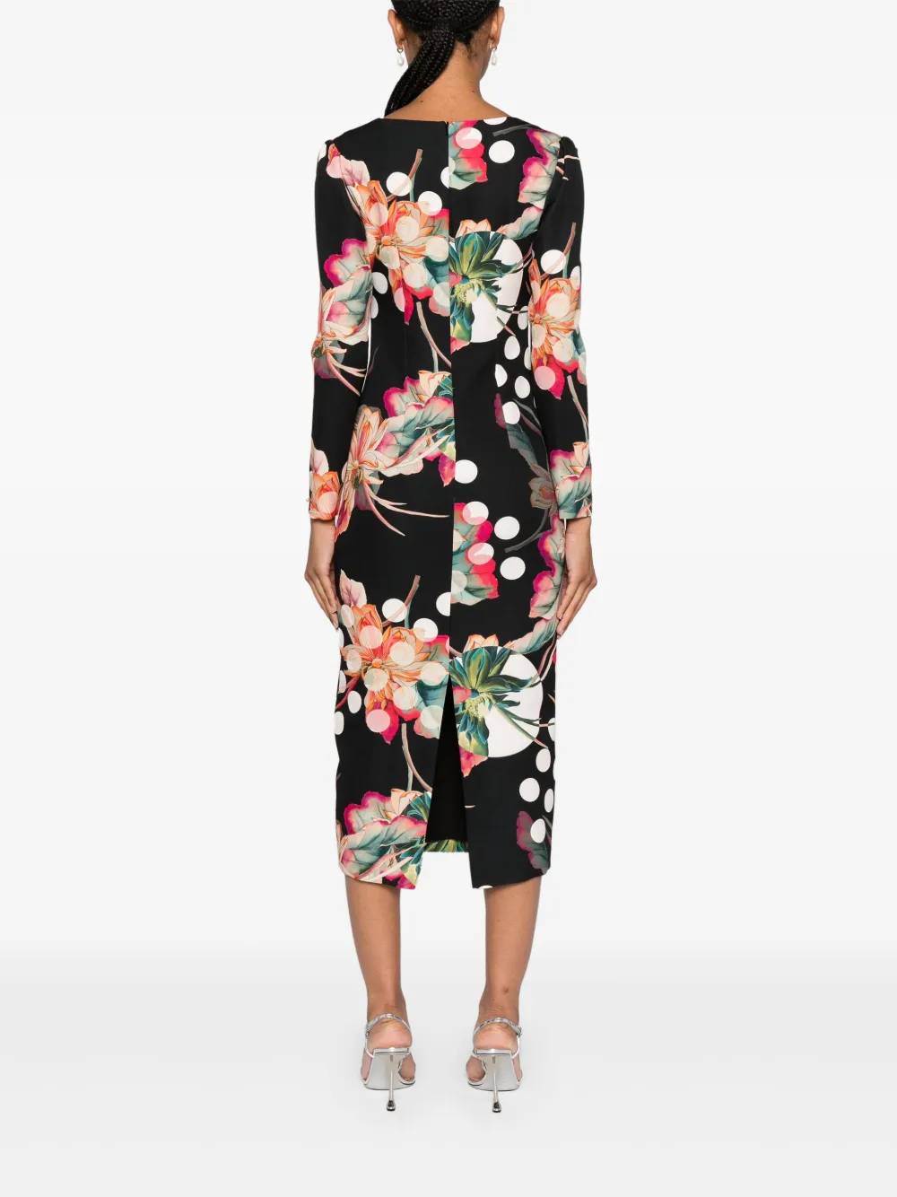NISSA Midi-jurk met bloemenprint Zwart