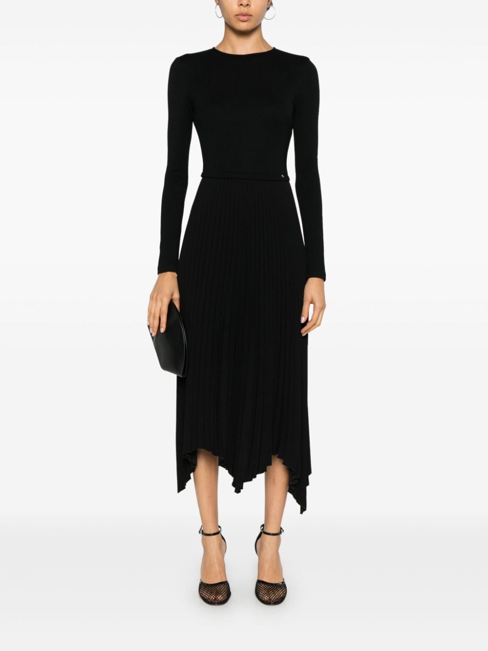 NISSA logo-plaque midi dress - Zwart