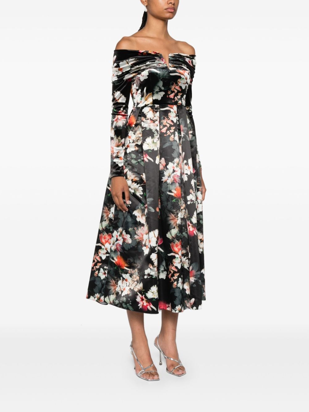 Shop Nissa Floral-print Maxi Dress In Black