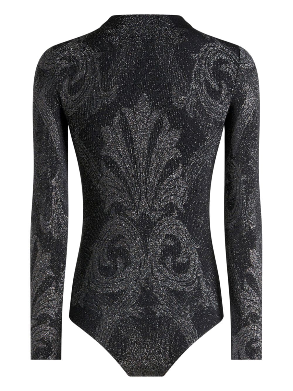 Shop Etro Metallic-effect Jacquard Bodysuit In Black