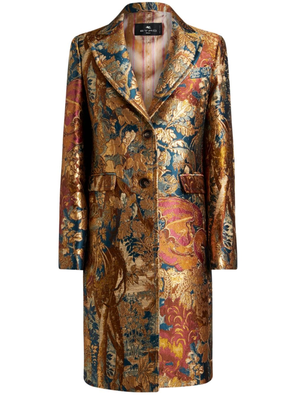 Shop Etro Jacquard Coat In Neutrals