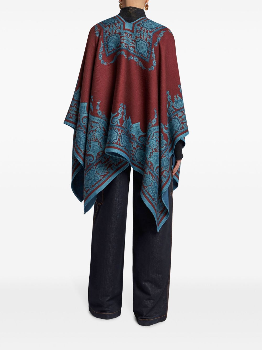 Shop Etro Paisley-print Wool Cape In Red