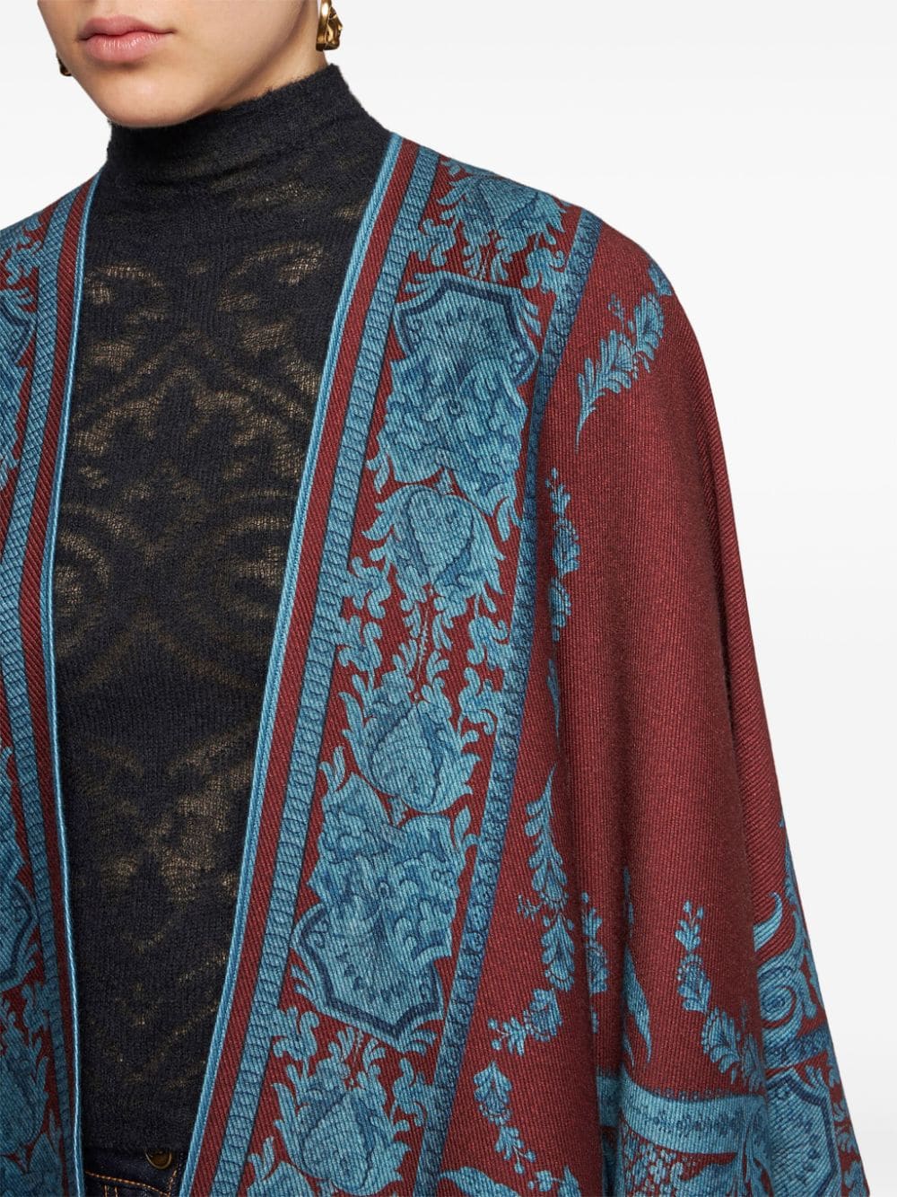 Shop Etro Paisley-print Wool Cape In Red