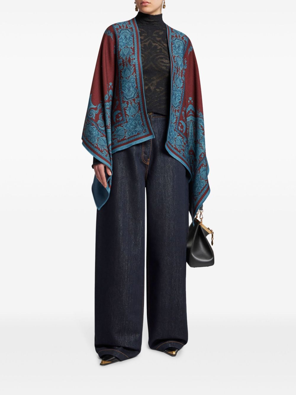 Shop Etro Paisley-print Wool Cape In Red