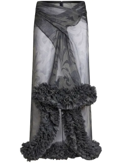 ETRO printed ruched midi skirt