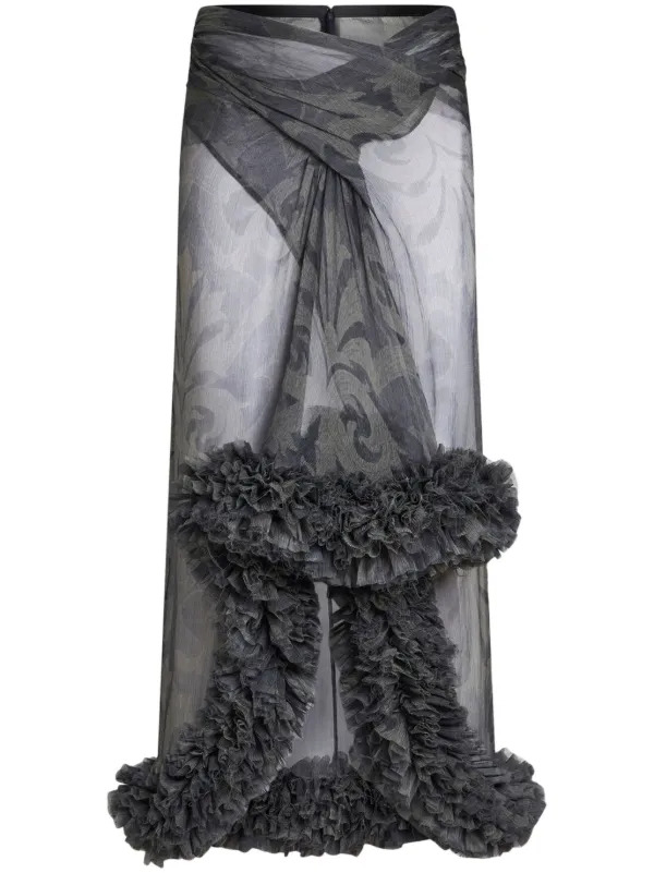 ETRO Printed Ruched Midi Skirt Grey FARFETCH PH