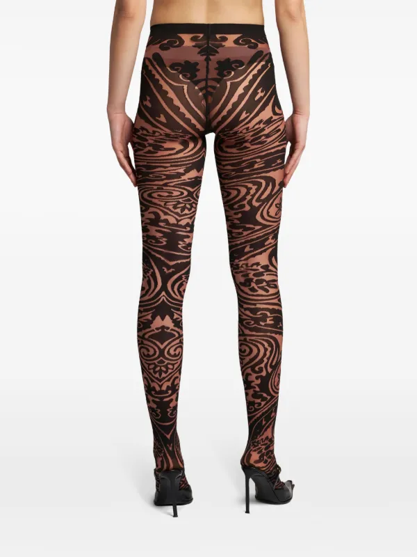 ETRO ヘイスリ フリント シア タイツ 118655253 1 ETRO ペイズリー タトゥー タイツ | ブラック | FARFETCH JP