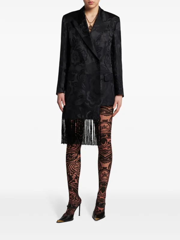 ETRO ヘイスリ フリント シア タイツ 118655253 1 ETRO ペイズリー タトゥー タイツ | ブラック | FARFETCH JP