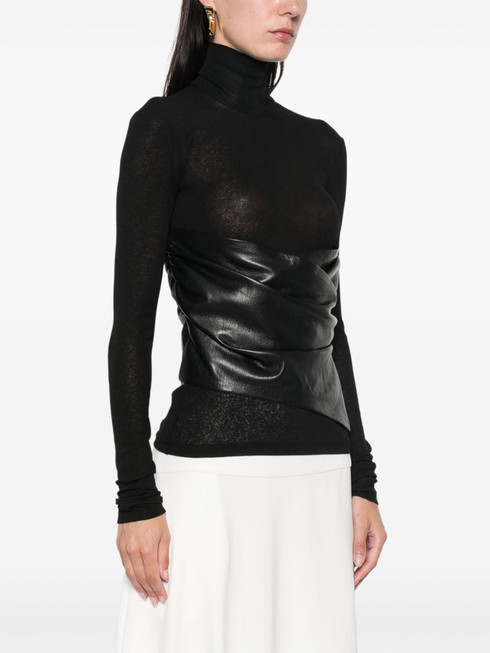 Shop Nanushka Contrast-panel Top In Black