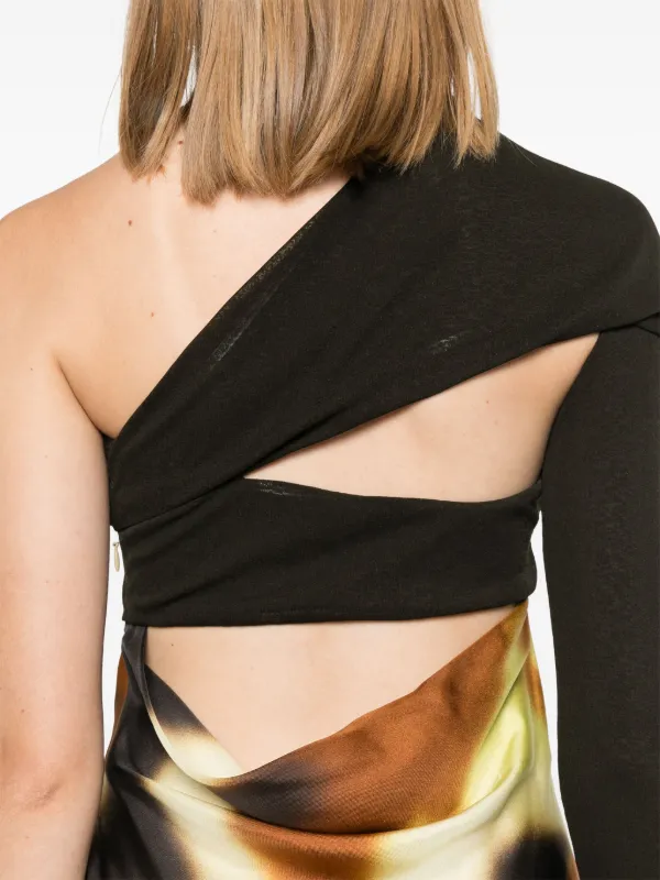 Nanushka draped-detail open-back Midi Dress | Brown | FARFETCH