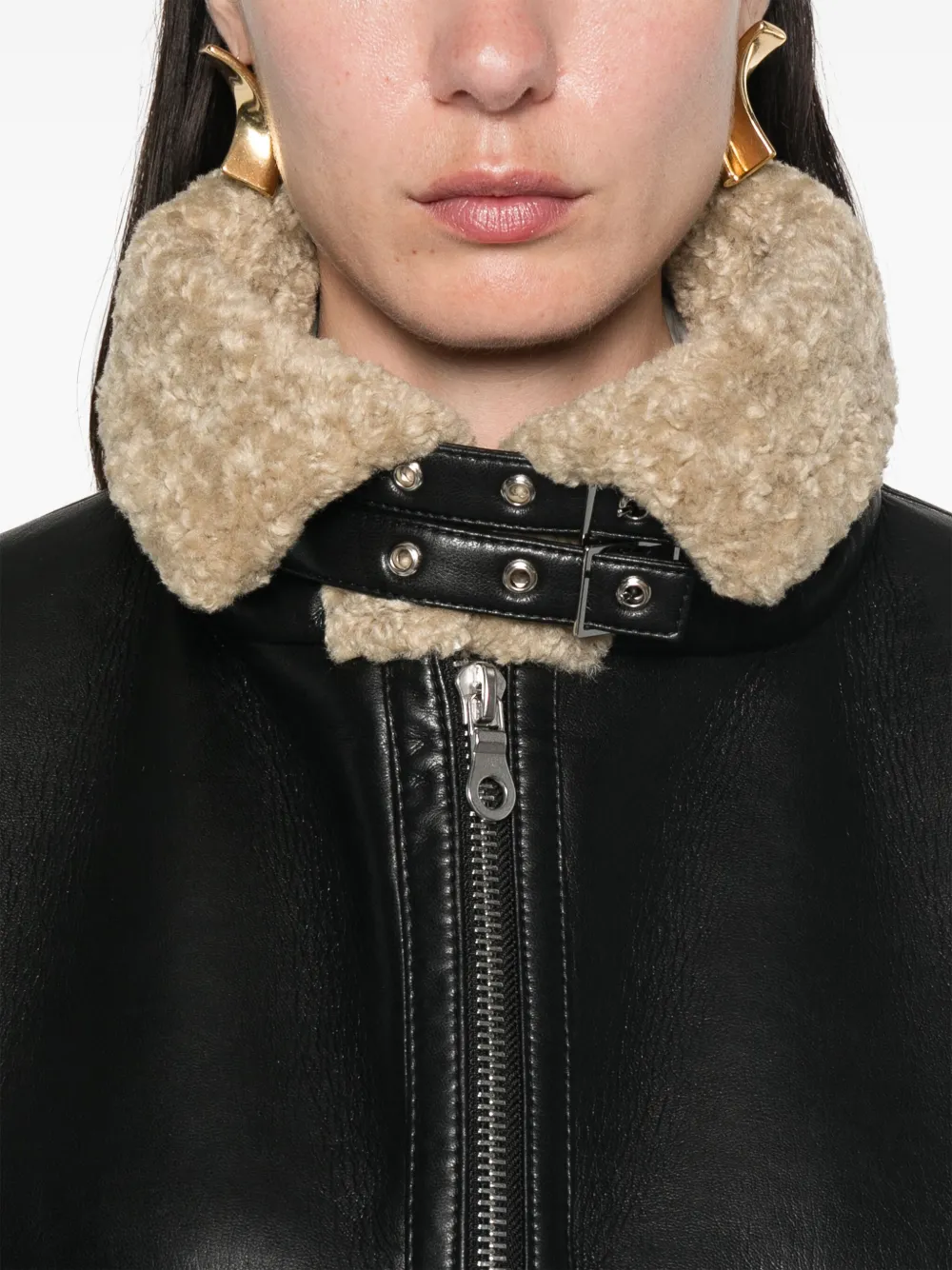 Nanushka Jemma Jacket Shearling Trim In Black