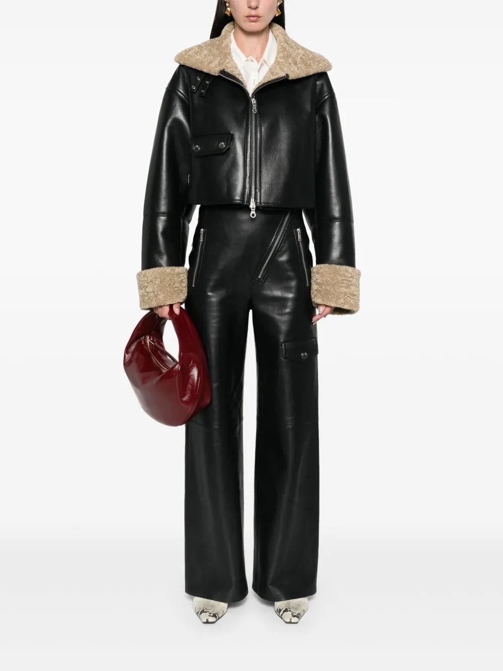 Nanushka Jemma Jacket Shearling Trim In Black