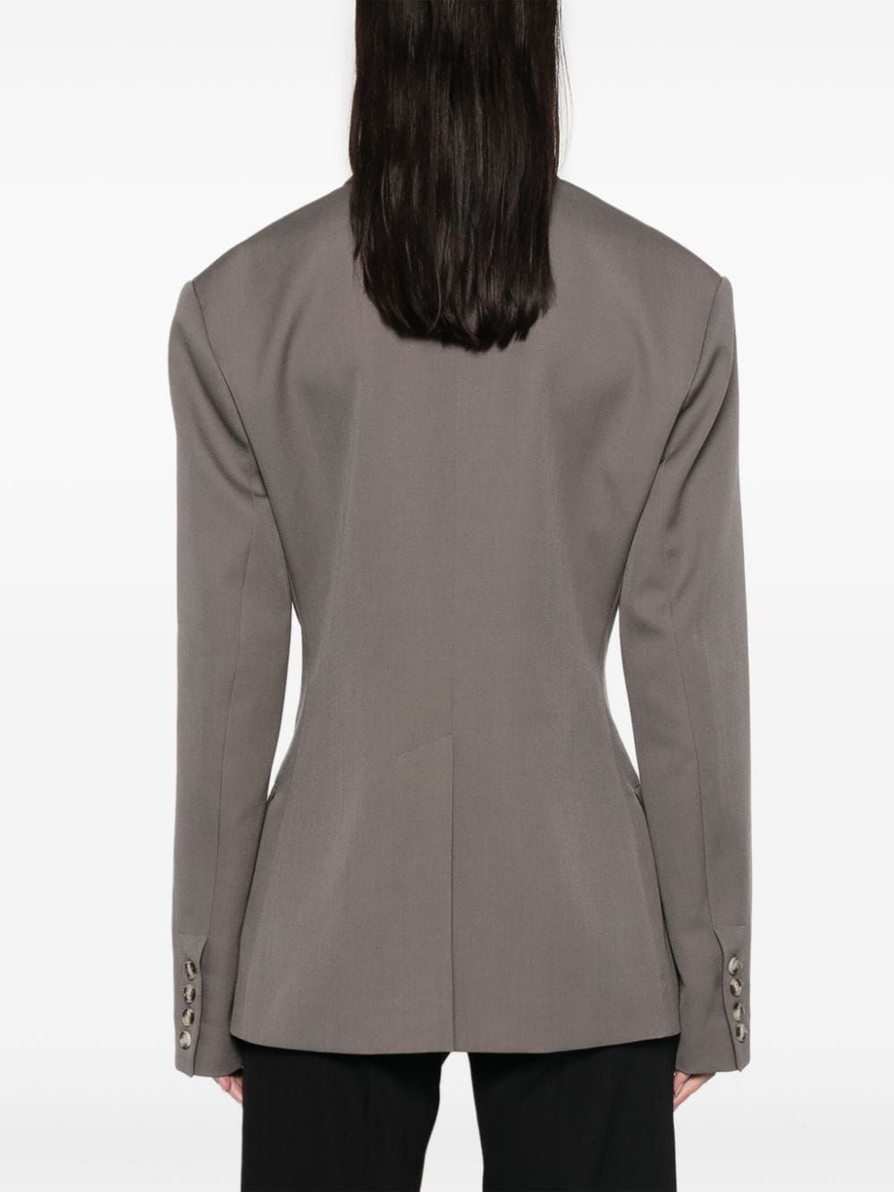 Shop Nanushka Wool Blazer In Grey