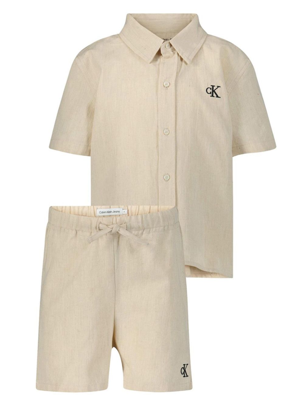 Calvin Klein Kids logo embroidered shirt and shorts - Neutrals