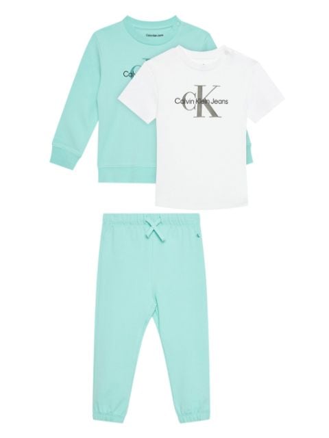 Calvin Klein Kids monogram print starter gift set (three piece set)