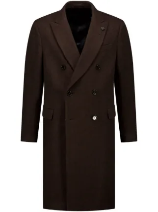 Lardini ブローチディテール ダブルコート | ブラウン | FARFETCH JP