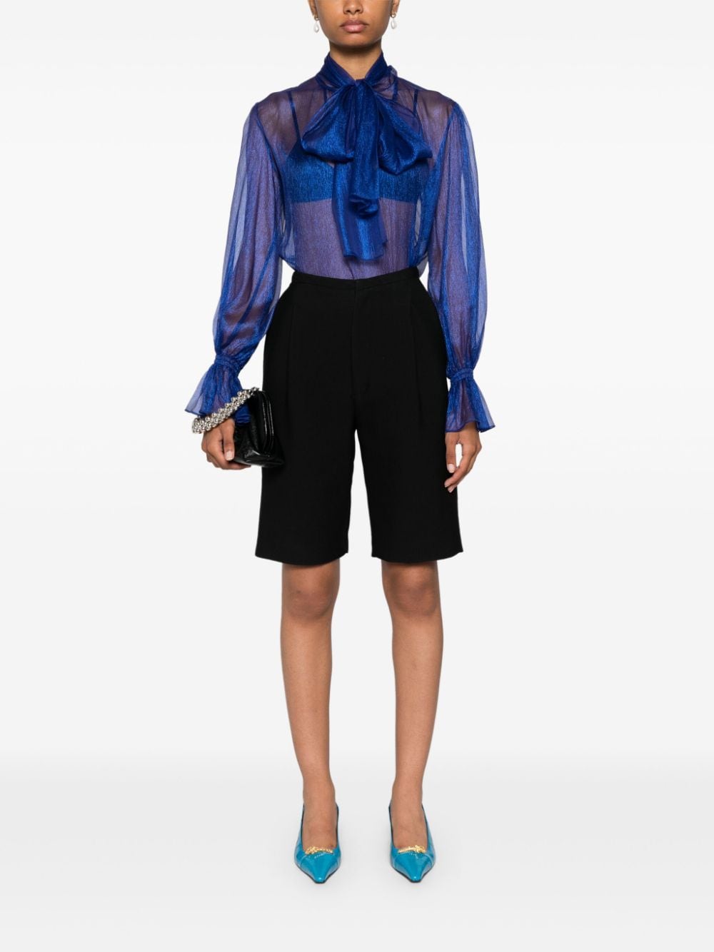 Shop Nissa Silk Blouse In Blue