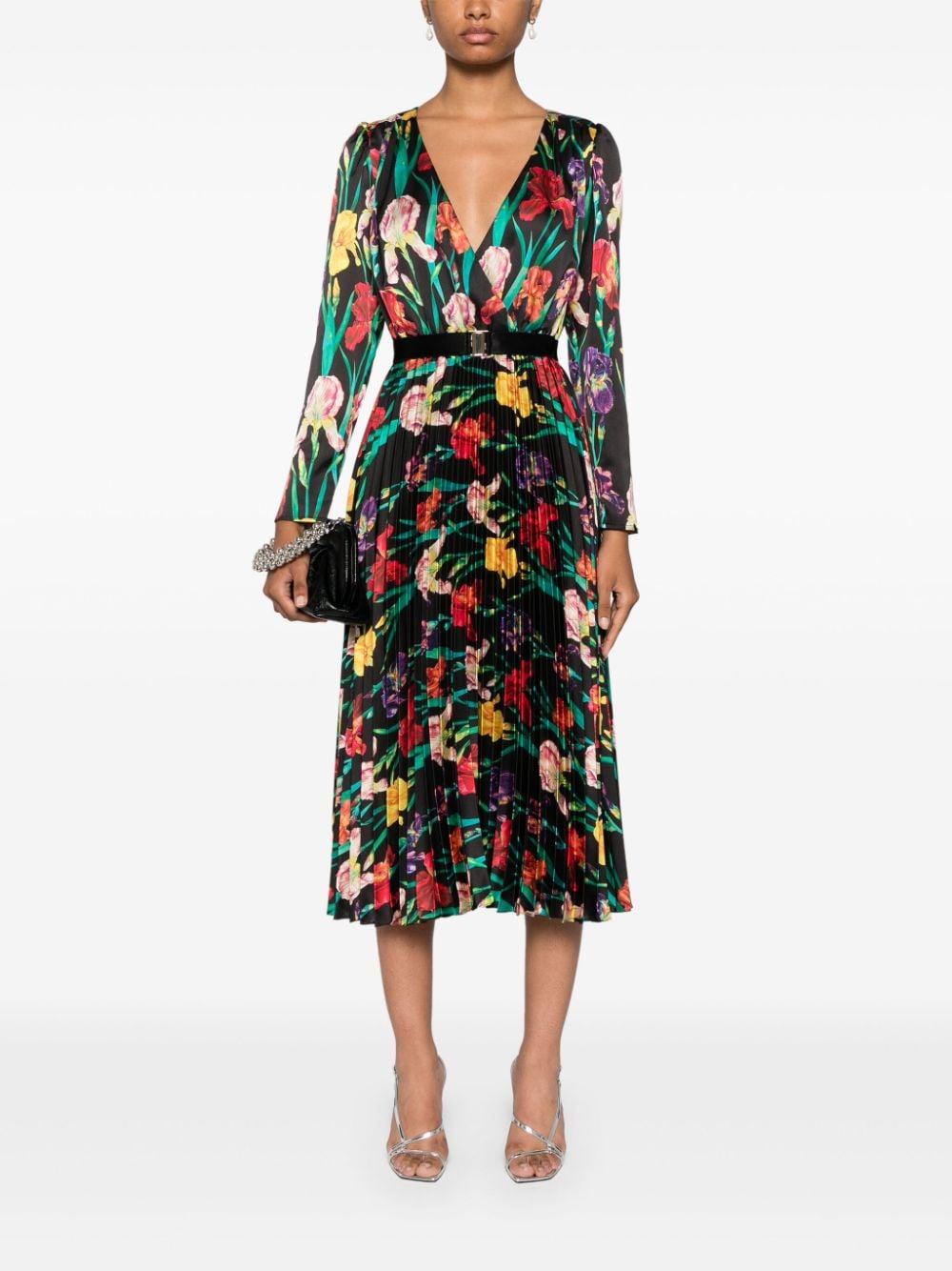 NISSA floral-print midi dress - Zwart