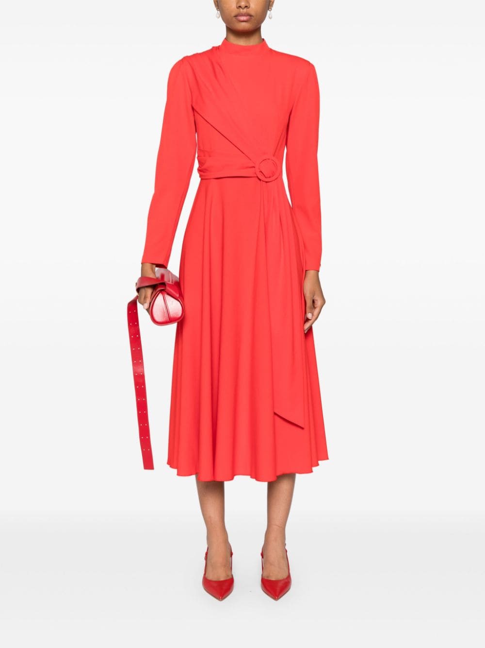 NISSA decorative-buckle midi dress - Rood