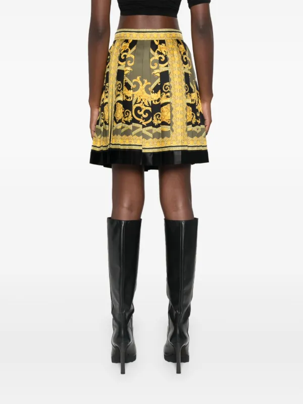 Versace La Coupe Des Dieux Silk Pleated Skirt | Black | FARFETCH
