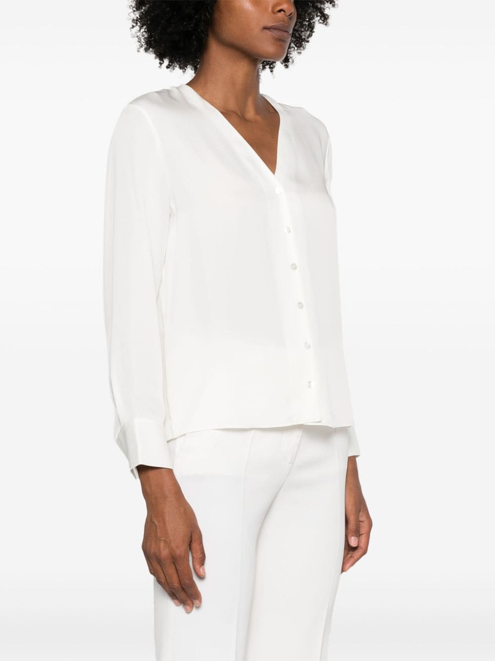 Shop Theory Silk Shirt In Neutrals