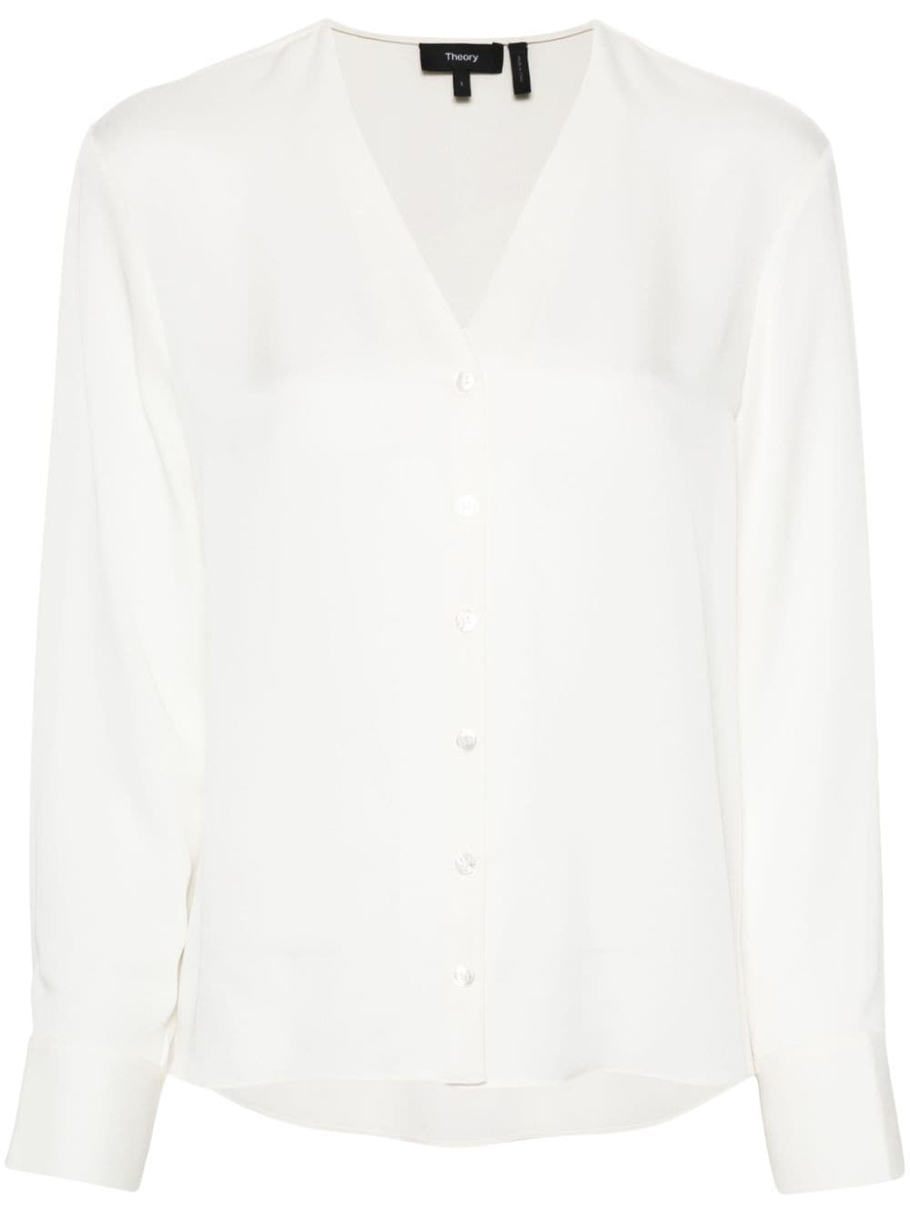 Shop Theory Silk Shirt In Neutrals