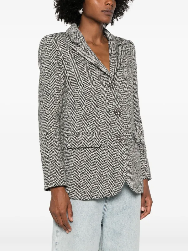 関税送料込Self-Portrait Herringbone Blazer Self-Portrait Herringbone Blazer | Black | FARFETCH IN