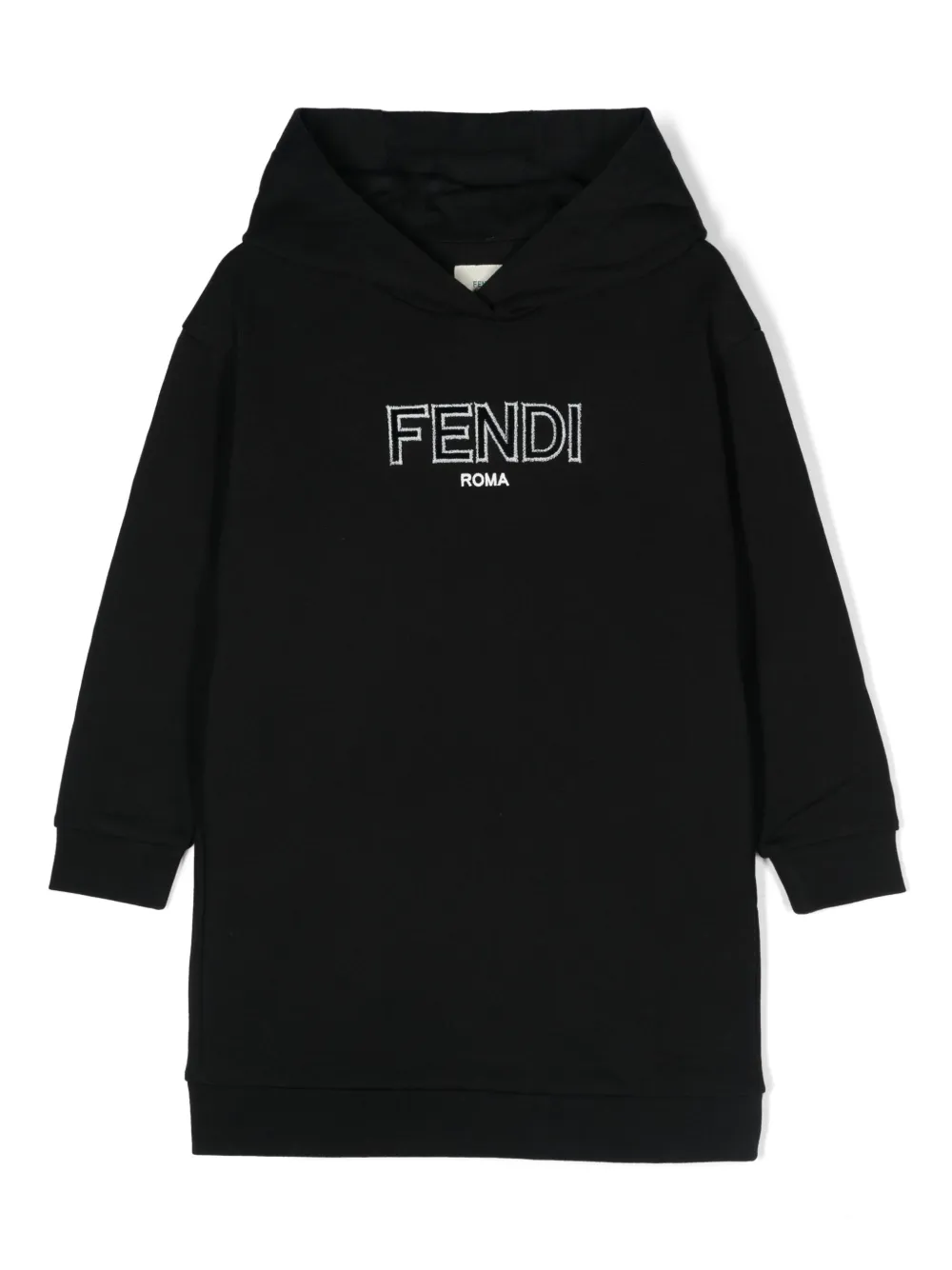Fendi Kids Hoodiejurk met logo-reliëf Zwart