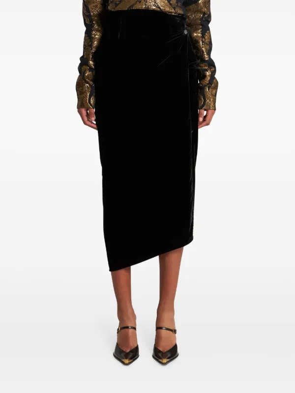 ETRO Velvet Midi Skirt | Black | FARFETCH