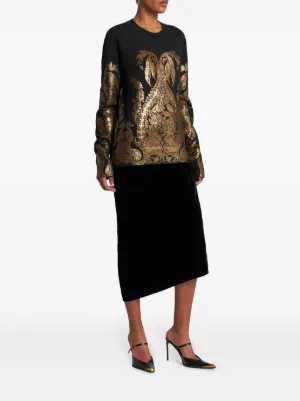 ETRO フローラルペイズリー スカート ダークグリーン ETRO（エトロ）ひざ丈スカート 緑 サイズ:46(XL位) レディース