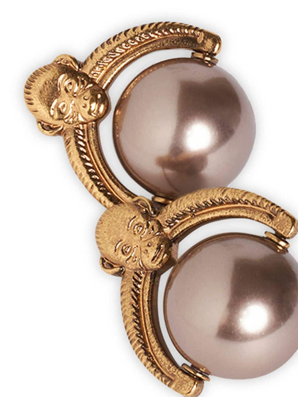 Shop Etro Monkey Pearl Earrings In Gold