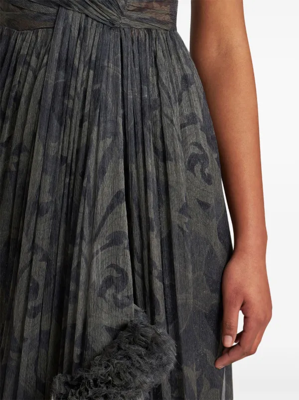 ETRO ruched-detail Printed Silk Dress | Black | FARFETCH ID