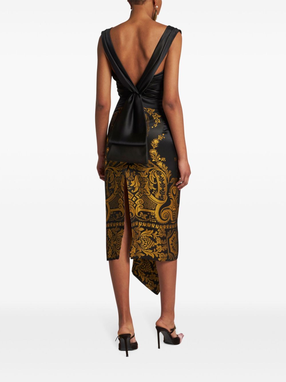 Shop Etro Jacquard Midi Dress In Black