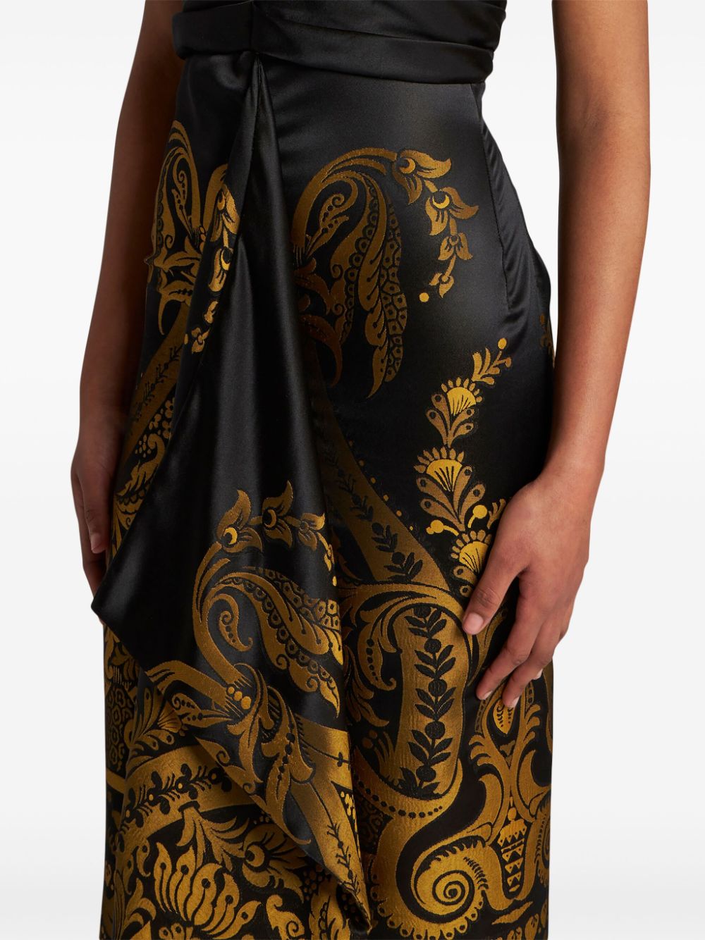 Shop Etro Jacquard Midi Dress In Black