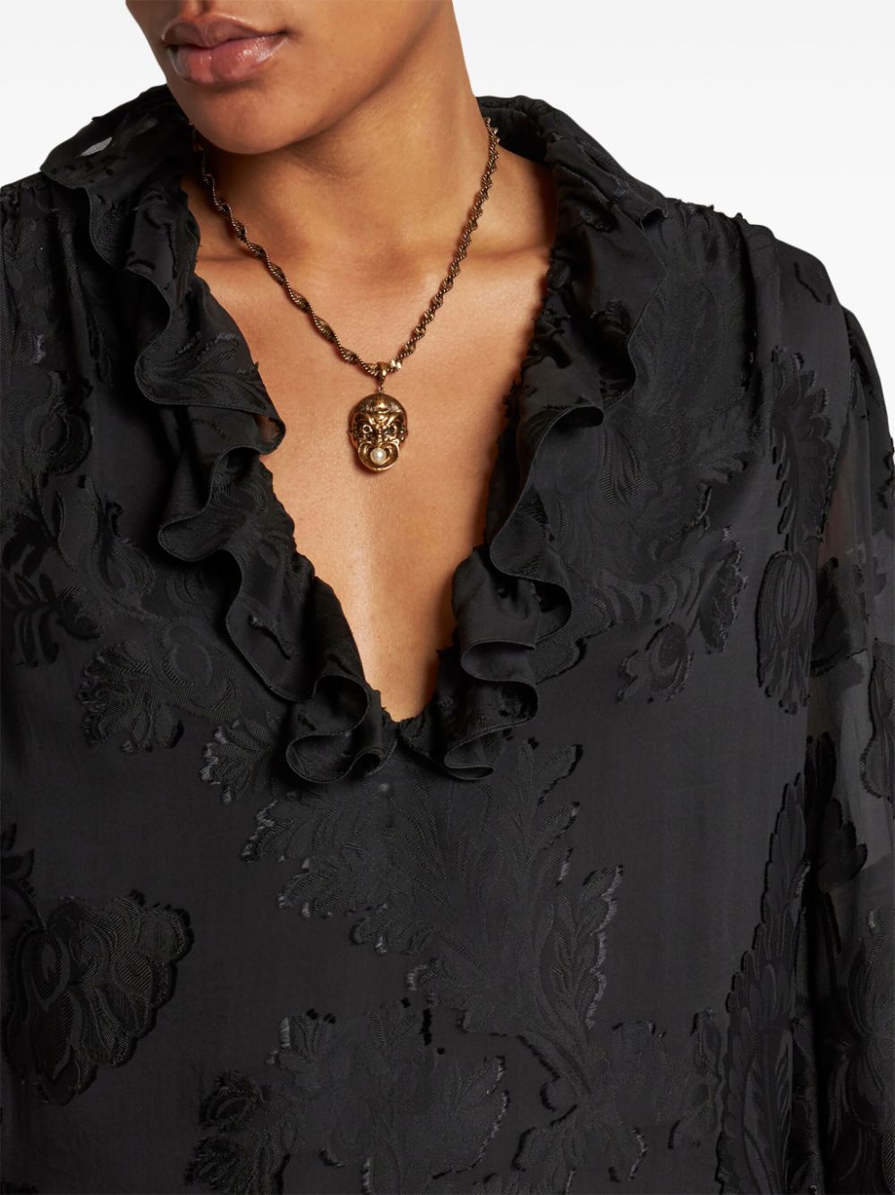 Shop Etro Jacquard Blouse In Black