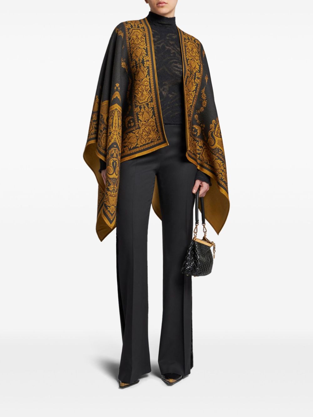 ETRO paisley-print wool cape - Zwart