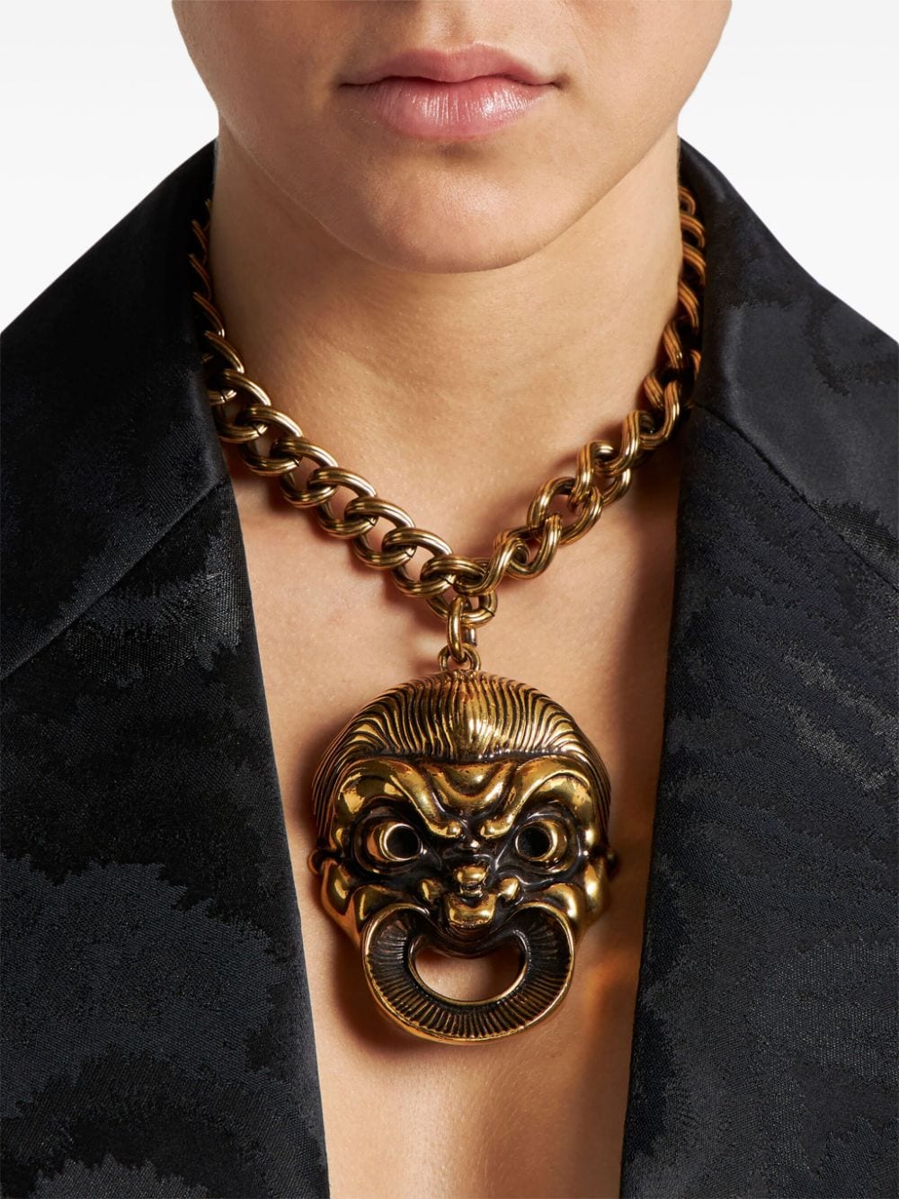 Shop Etro Pendant Chain Necklace In Gold