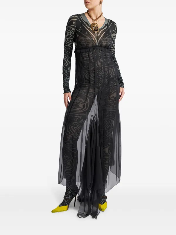 ワンピース ETRO LONG SILK DRESS Etro Long Silk Dress With Flounce in White | Lyst