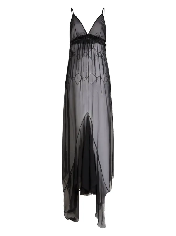【送料&関税込】Etro Long Dress With V Neck And All-over Pai ETRO V-neck Silk Maxi Dress | Black | FARFETCH