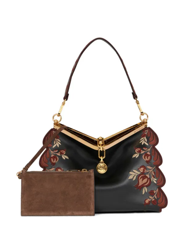 トートバッグ ETRO FW24 VELA MEDIUM HANDBAG (WP1B0002 AE225M0124) ETRO Medium Embroidered Vela Shoulder Bag | Black | FARFETCH
