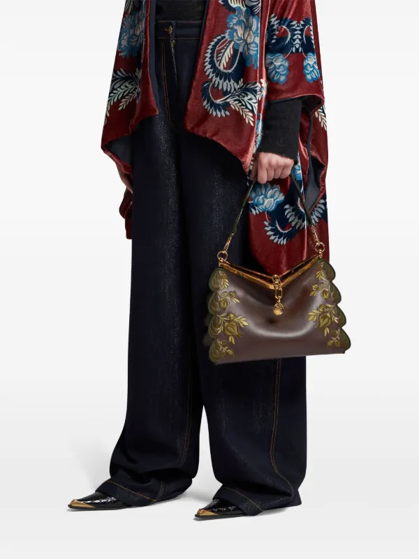 ETRO Medium Embroidered Vela Shoulder Bag | Brown | FARFETCH