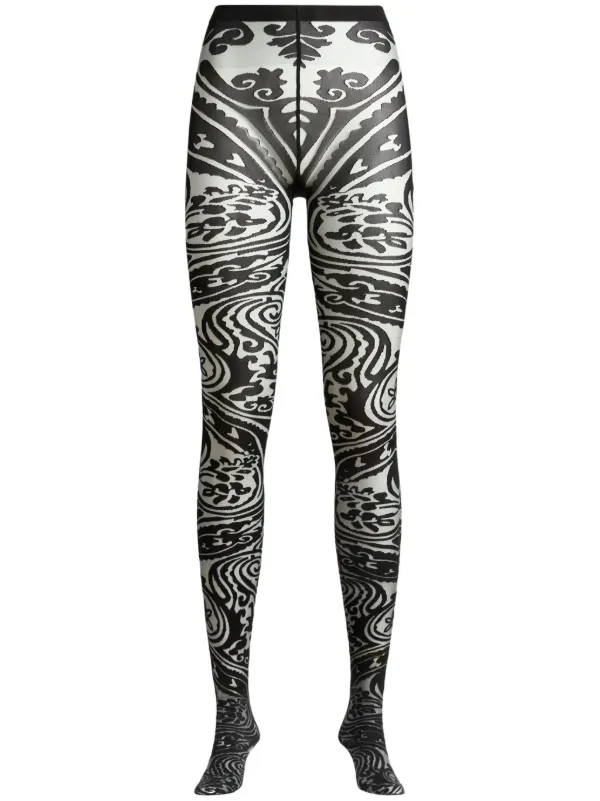 ETRO ペイズリー タトゥー タイツ | ブラック | FARFETCH JP